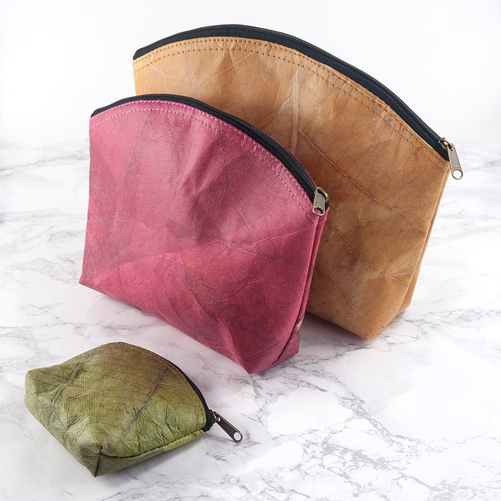 Buy Leaf Leather Curved Zip Cosmetic Bag available now at www.giftsfinder.co.uk