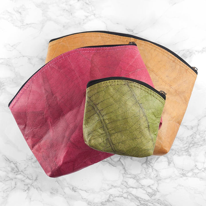 Buy Leaf Leather Curved Zip Cosmetic Bag available now at www.giftsfinder.co.uk