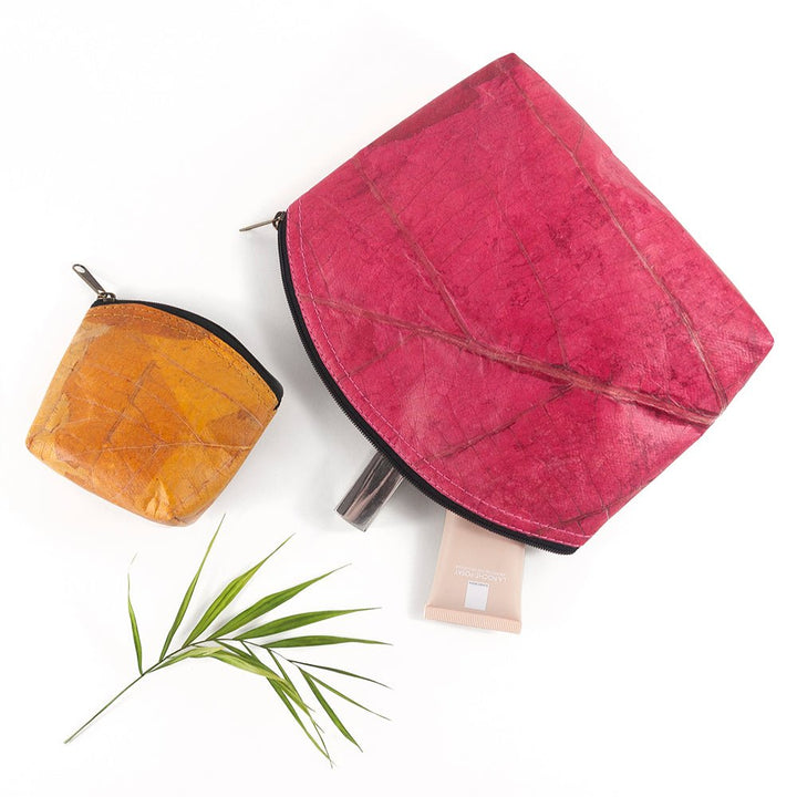 Buy Leaf Leather Curved Zip Cosmetic Bag available now at www.giftsfinder.co.uk