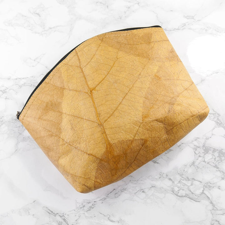 Buy Leaf Leather Curved Zip Cosmetic Bag available now at www.giftsfinder.co.uk