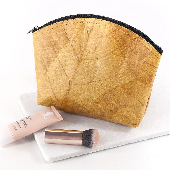 Buy Leaf Leather Curved Zip Cosmetic Bag available now at www.giftsfinder.co.uk