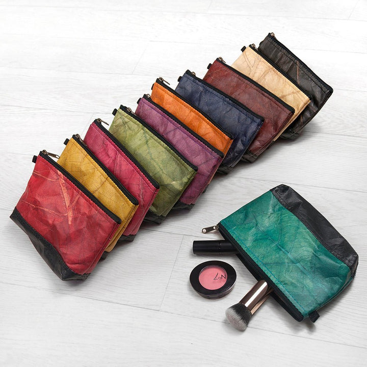 Buy Leaf Leather Small Cosmetic Bag - Black Bottom Edge available now at www.giftsfinder.co.uk