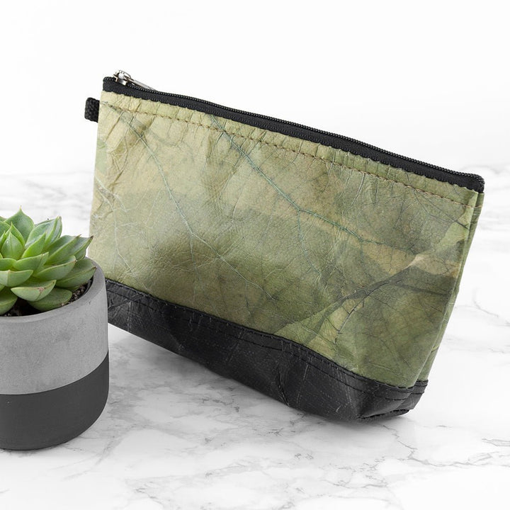 Buy Leaf Leather Small Cosmetic Bag - Black Bottom Edge at www.giftsfinder.co.uk