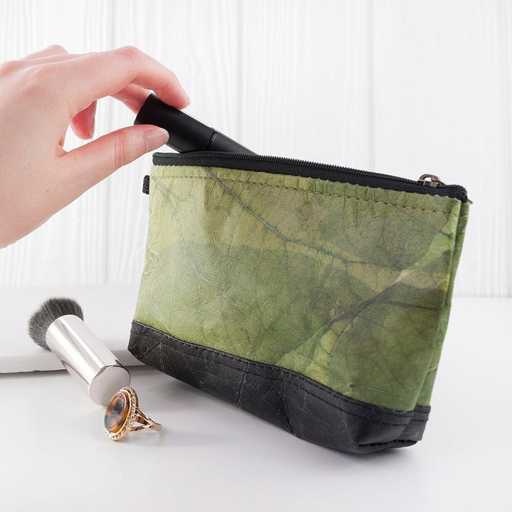 Buy Leaf Leather Small Cosmetic Bag - Black Bottom Edge at www.giftsfinder.co.uk