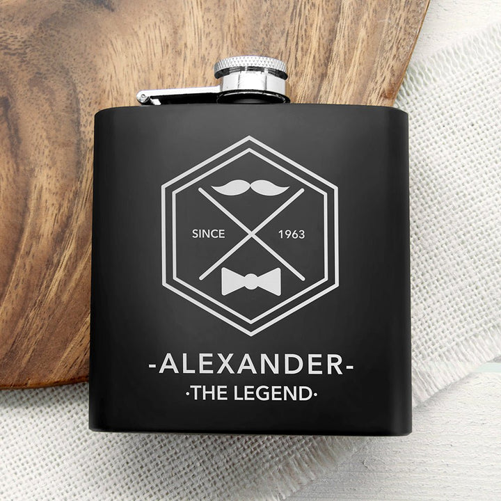 Buy Legend Dad's Black Hip Flask available now at www.giftsfinder.co.uk