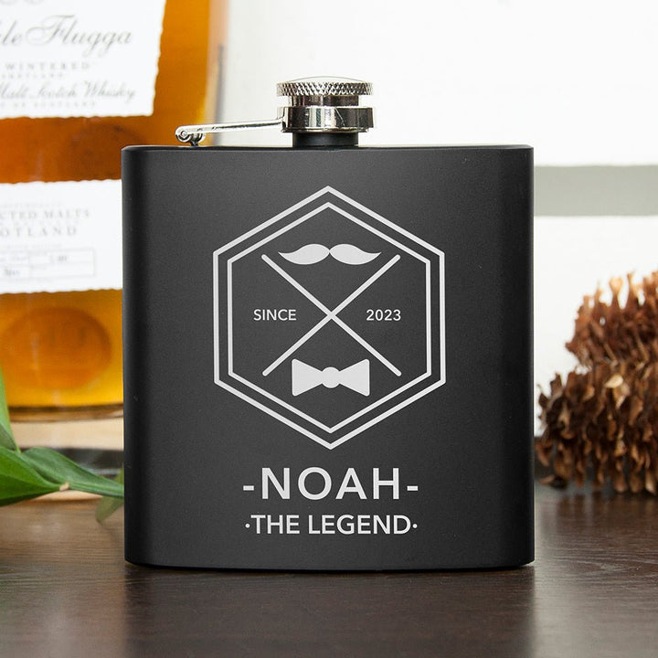 Buy Legend Dad's Black Hip Flask available now at www.giftsfinder.co.uk