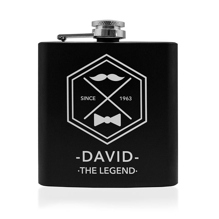 Buy Legend Dad's Black Hip Flask available now at www.giftsfinder.co.uk