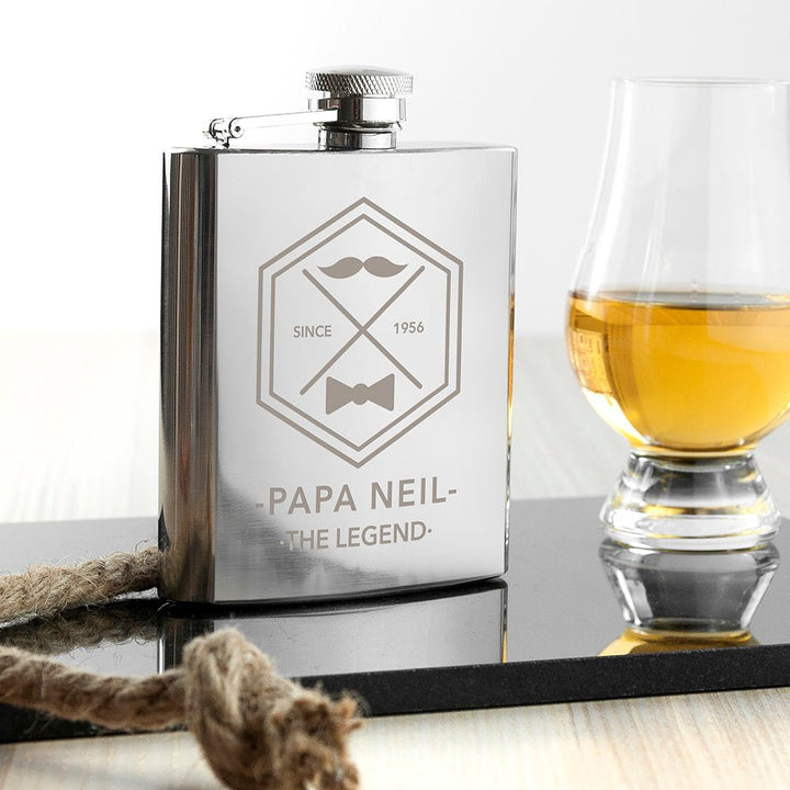 Buy Legend Dad's Silver Hip Flask available now at www.giftsfinder.co.uk