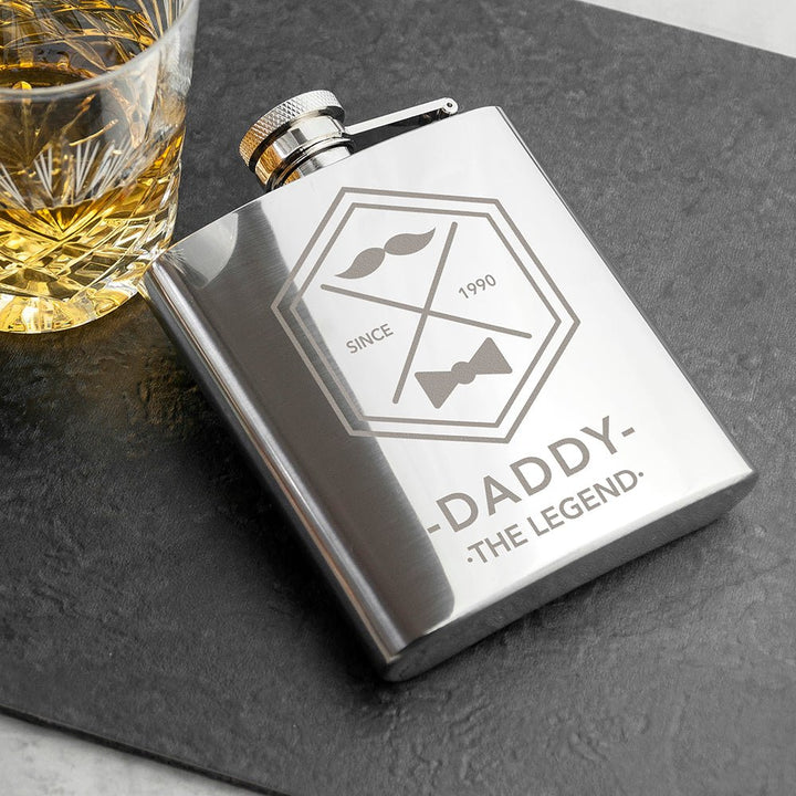 Buy Legend Dad's Silver Hip Flask available now at www.giftsfinder.co.uk