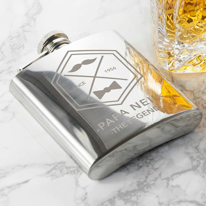 Buy Legend Dad's Silver Hip Flask available now at www.giftsfinder.co.uk