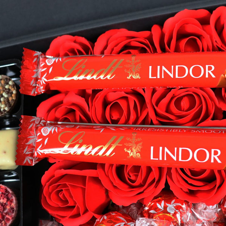 Lindt Lindor Ultimate Gift Hamper With Red Roses available to buy at www.giftsfinder.co.uk