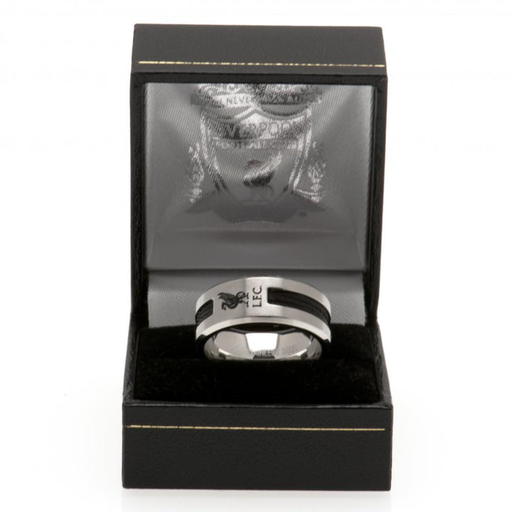 Liverpool Fc Black Inlay Ring Medium available to buy at www.giftsfinder.co.uk