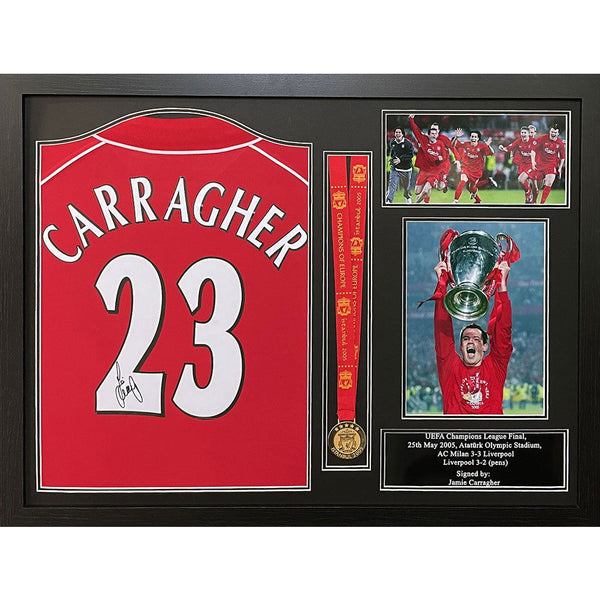 Liverpool Fc Carragher Signed Shirt & Medal (Framed) available to buy at www.giftsfinder.co.uk