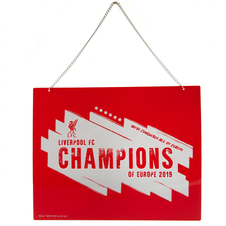 Liverpool Fc Champions Of Europe Metal Sign available to buy at www.giftsfinder.co.uk