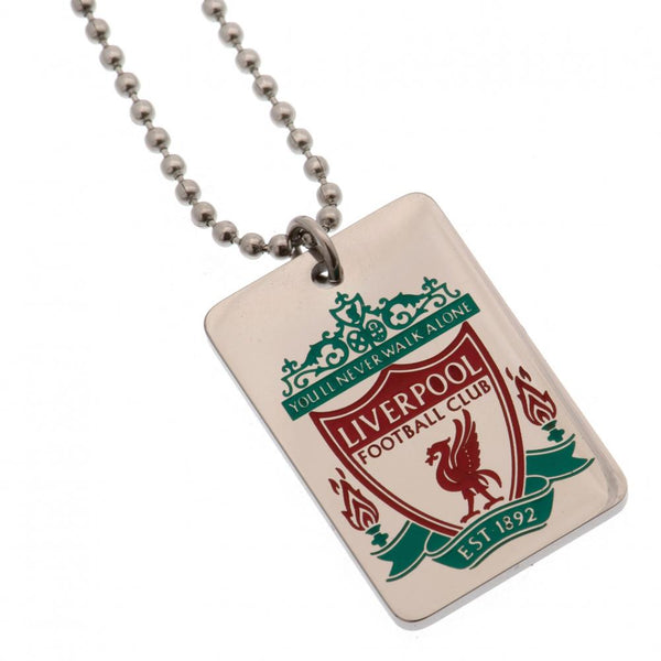 Liverpool Fc Enamel Crest Dog Tag & Chain available to buy at www.giftsfinder.co.uk