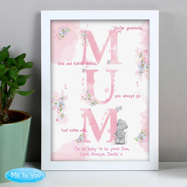 Buy Personalised Me To You Mum White A4 Framed Print available now at www.giftsfinder.co.uk