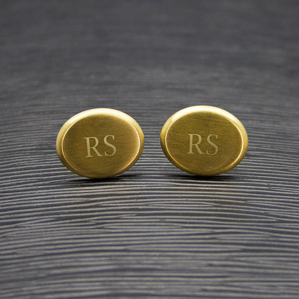 Buy Men's Matte Finish Brushed Gold Oval Cufflinks available now at www.giftsfinder.co.uk