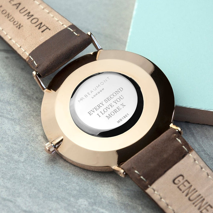 Buy Men's Modern-Vintage Personalised Leather Watch In Brown available now at www.giftsfinder.co.uk