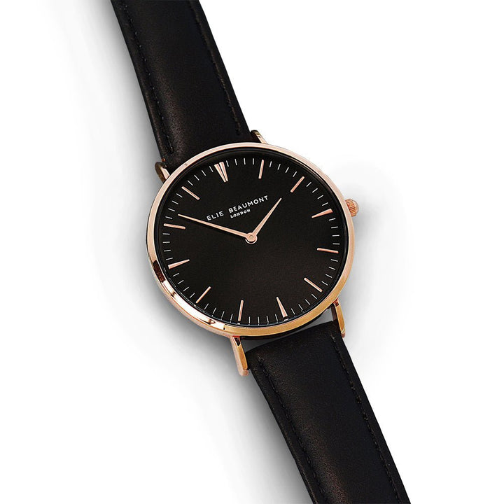 Buy Modern - Vintage Personalised Leather Watch in Black available now at www.giftsfinder.co.uk