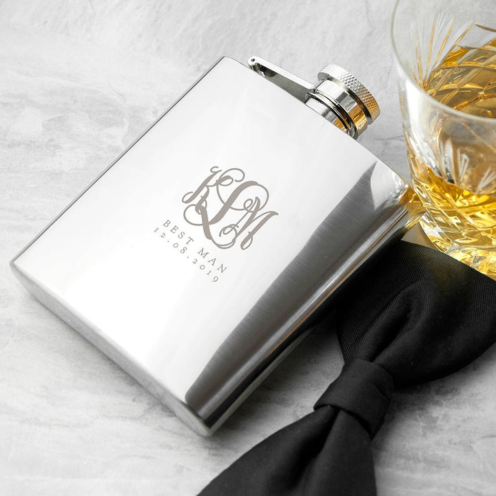 Buy Monogrammed 6oz Hip Flask for Best Man available now at www.giftsfinder.co.uk