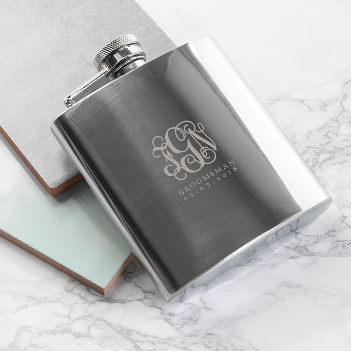 Buy Monogrammed 6oz Hip Flask for Best Man available now at www.giftsfinder.co.uk