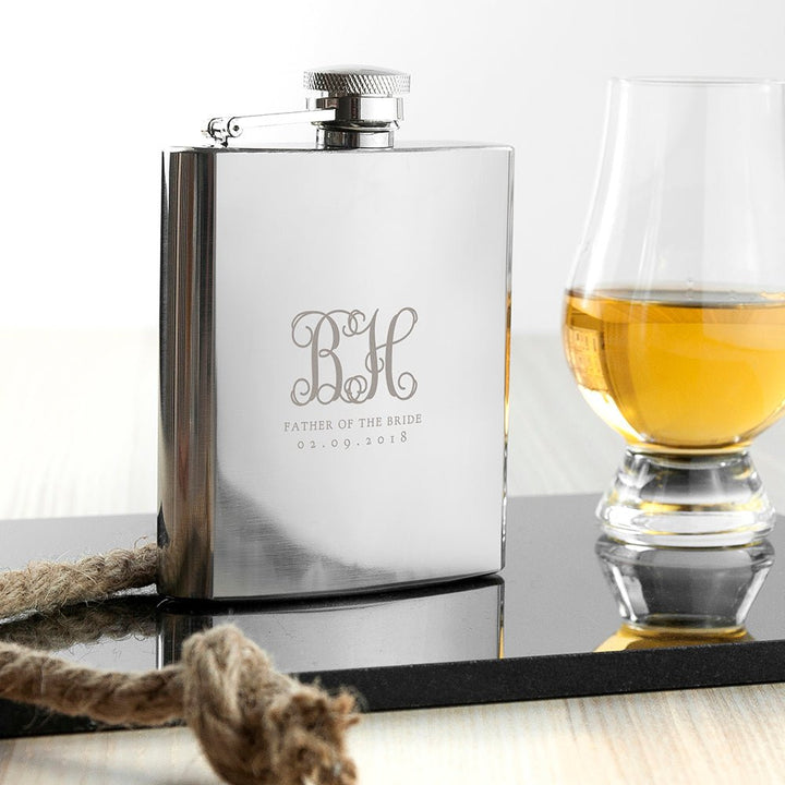 Buy Monogrammed 6oz Hip Flask for Best Man available now at www.giftsfinder.co.uk