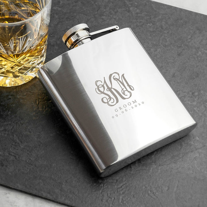 Buy Monogrammed 6oz Hip Flask for Best Man available now at www.giftsfinder.co.uk