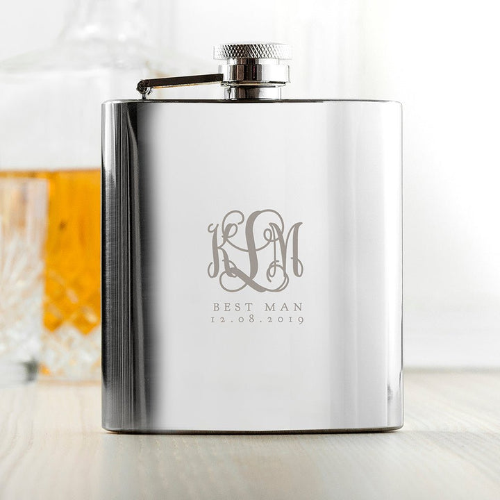 Buy Monogrammed 6oz Hip Flask for Best Man available now at www.giftsfinder.co.uk