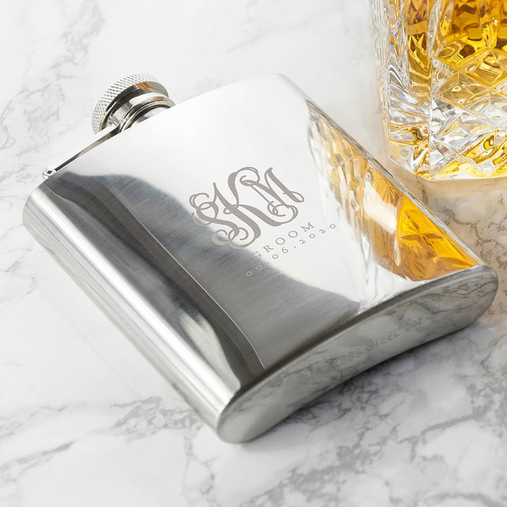 Buy Monogrammed 6oz Hip Flask for Best Man available now at www.giftsfinder.co.uk