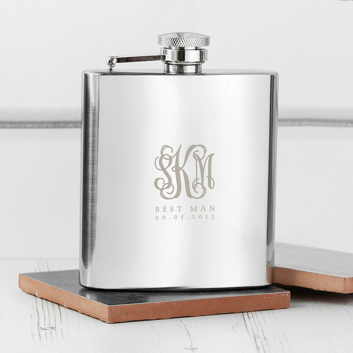 Buy Monogrammed 6oz Hip Flask for Best Man available now at www.giftsfinder.co.uk