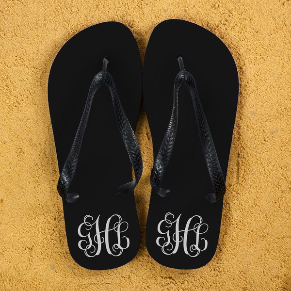 Buy Monogrammed Flip Flops in Black and White available now at www.giftsfinder.co.uk