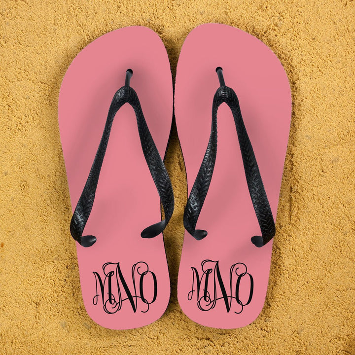 Buy Monogrammed Flip Flops in Pink and Grey available now at www.giftsfinder.co.uk