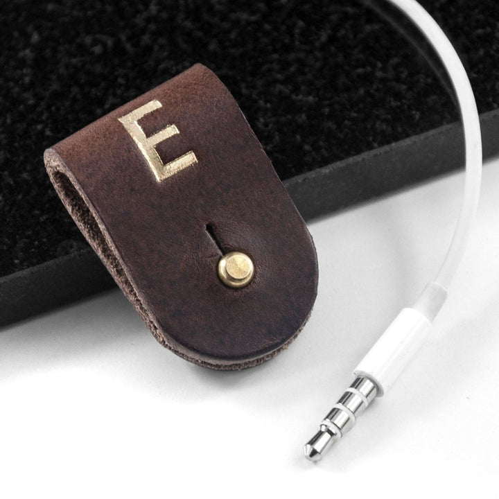 Buy Monogrammed Leather Earphones Holder available now at www.giftsfinder.co.uk