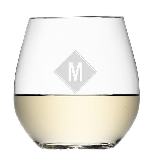 Buy Monogrammed Stemless White Wine Glass available now at www.giftsfinder.co.uk