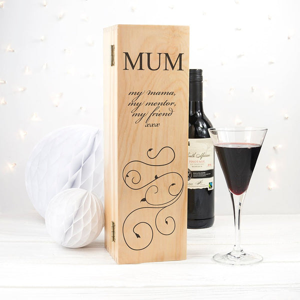 Buy Mother's Day Wine Box With Swirls available now at www.giftsfinder.co.uk