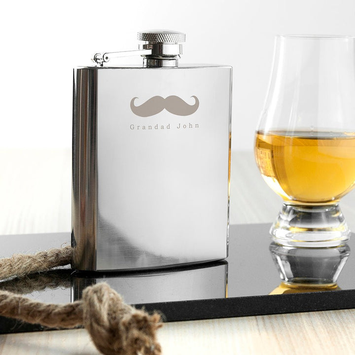 Buy Moustache 6oz Hip Flask available now at www.giftsfinder.co.uk