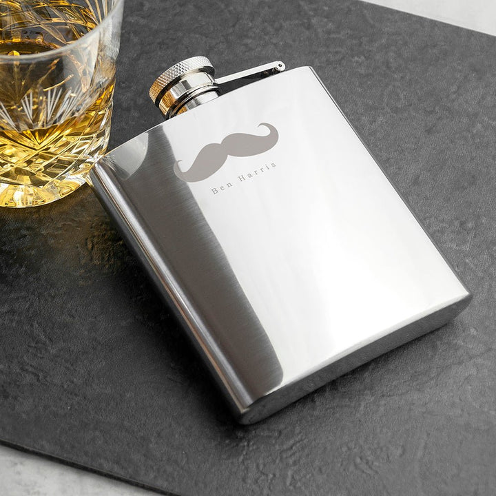 Buy Moustache 6oz Hip Flask available now at www.giftsfinder.co.uk