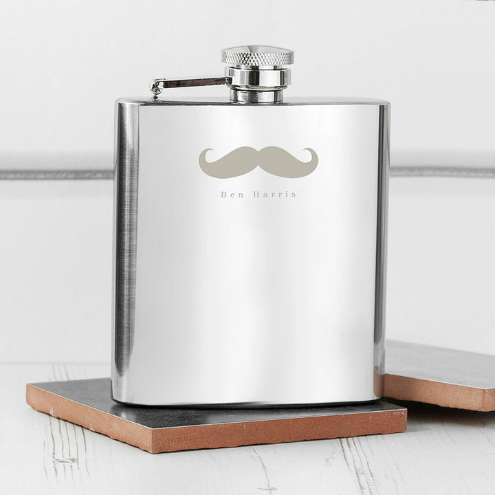 Buy Moustache 6oz Hip Flask available now at www.giftsfinder.co.uk