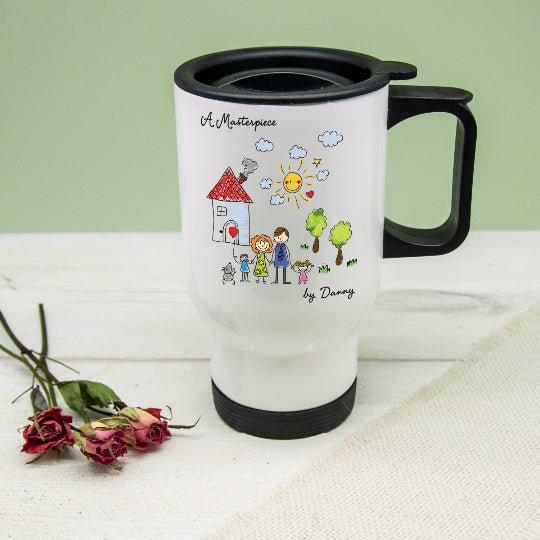 Buy My Mini Masterpiece Personalised Artwork Travel Mug available now at www.giftsfinder.co.uk