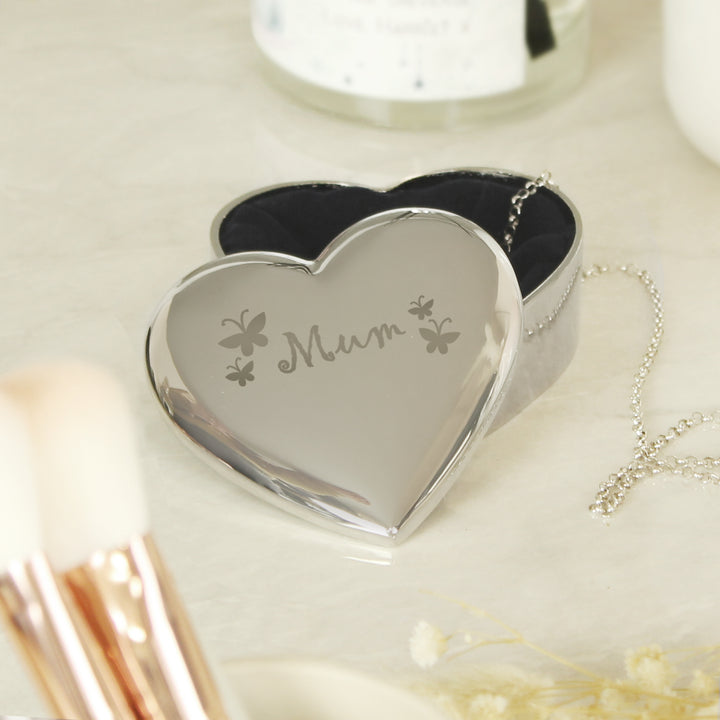 Mum Butterflies Heart Trinket Box - part of the Gifts Finder Personalised Trinket Boxes collection