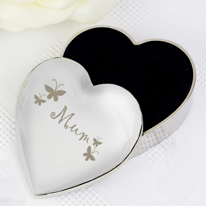 Mum Butterflies Heart Trinket Box - part of the Gifts Finder Personalised Trinket Boxes collection