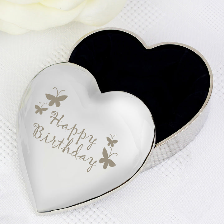 Happy Birthday Butterfly Heart Trinket Box (Personalised Birthday Gifts) available to buy now at www.giftsfinder.co.uk