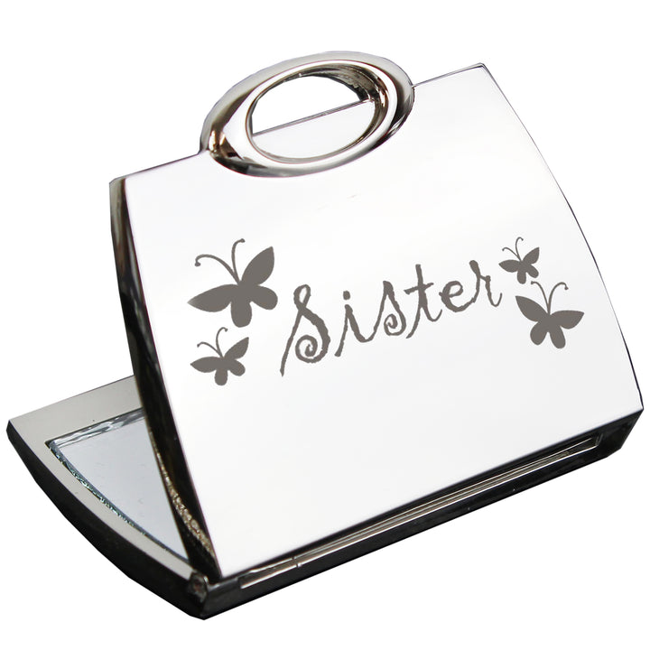 Sister Handbag Compact Mirror in gift category Personalised Makeup Mirrors & Compact Mirrors