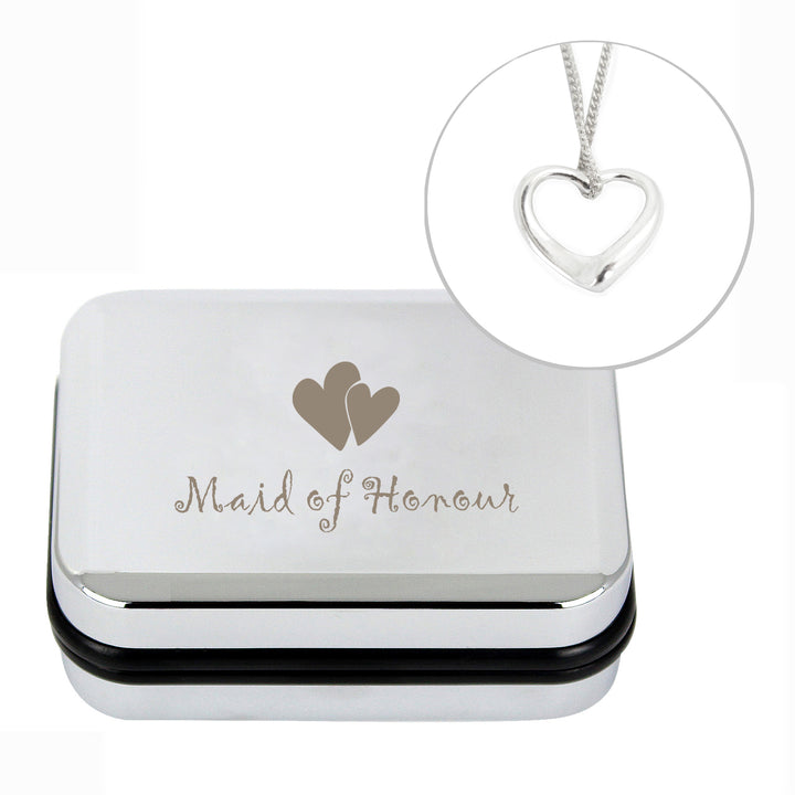 Buy Maid of Honour Heart Necklace Box available now at www.giftsfinder.co.uk