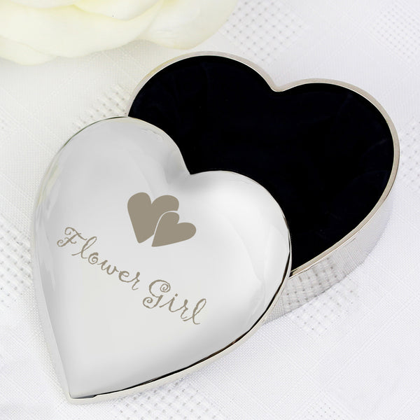 Flower Girl Heart Trinket Box (Personalised Trinket Boxes) available to buy now at www.giftsfinder.co.uk