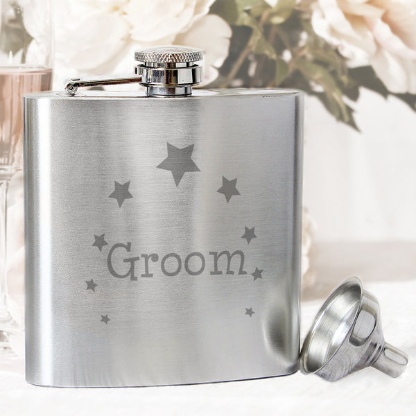 Groom Hip Flask (Personalised Wedding Gifts) available to buy now at www.giftsfinder.co.uk