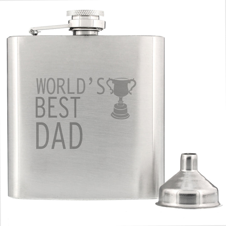 Worlds Best Dad Hip Flask in gift category Personalised Hip Flasks