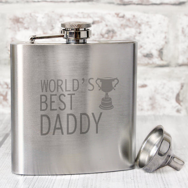 Worlds Best Daddy Hip Flask in gift category Personalised Hip Flasks