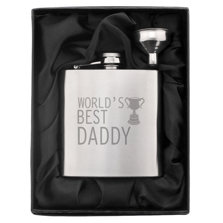 Worlds Best Daddy Hip Flask in gift category Personalised Hip Flasks