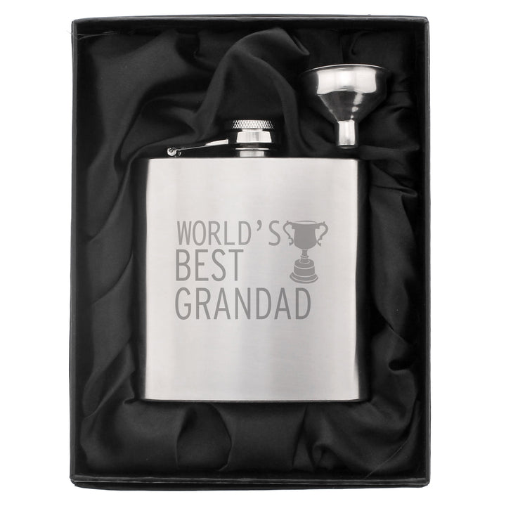 Worlds Best Grandad  Hip Flask in gift category Grandparent Gifts